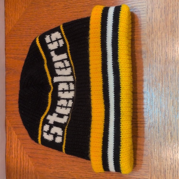 No Brand NFL Pittsburgh Steelers Knit Ski Cap Black/Gold Cuffed Adult One Size - Picture 6 of 6